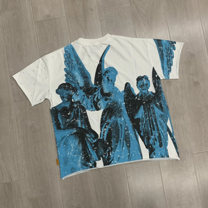 เสื้อยืดครอปประดับพลอยเทียมสำหรับผู้ชายเสื้อยืดแฟชั่นโอเวอร์ไซส์สไตล์สตรีทอเมริกัน - Product Image 5