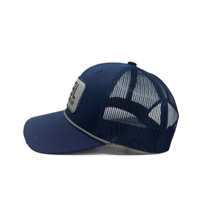 OEM Woven Patch Logo <b>Navy</b> 6-Panel Structured Trucker Cap with Rope Custom Private Label Mesh <b>Hat</b> for Business Wholesale - Product Image 2