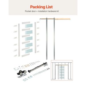 Kit Ferramenta per Porta Scorrevole Singola a 5 Pannelli in Vetro Satinato 36'' x 80'' - Porta Scorrevole a Scomparsa Robusta in Legno Massello e MDF - Product Image 5