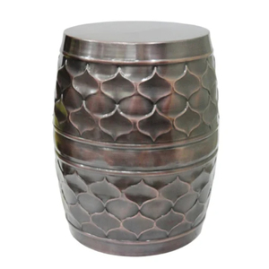 Rustic Galvanized Metal Drum <b>Stool</b> With Wooden Top <b>Storage</b> Ottoman Living Room Furniture Home Decor Accent Piece - Product Image 2