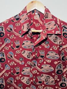 Chemise décontractée de luxe en coton rouge 100 % coton à manches longues pour homme, imprimée à la main, motif floral, collection exclusive Heritage - Product Image 2