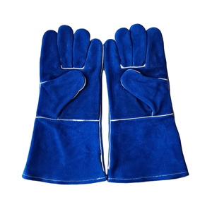 Guantes de Seguridad de Algodón Azul de 14 Pulgadas con Puño Recto, Duraderos, Antideslizantes, para Trabajo de Uso General - Product Image 1