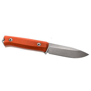 Couteaux de chasse à lame fixe avec manche orange vif et lame grise, étui en cuir marron pour le camping, la randonnée et les activités de plein air - Product Image 2
