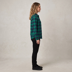 Chemise en flanelle à carreaux à manches longues pour femme Twin City, col rabattu décontracté, entièrement boutonnée, 100 % coton tissé, haut d'automne - Product Image 2