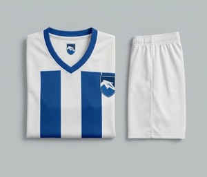 Conjunto de Uniforme de Fútbol Sublimado a Rayas Blancas y Azules para Hombre, Transpirable, 100% Poliéster, Cómodo, Venta al Por Mayor - Product Image 4