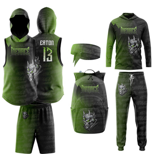 Custom Logo Youth <b>Compression</b> Hooded 7 on 7 Football Jersey Sleeveless Sublimated 100% Polyester Uniforms - Product Image 1