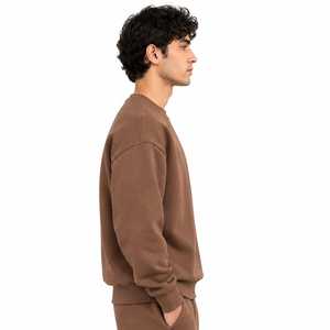 Sudadera de Forro Polar Marrón para Hombre, Sudadera con Capucha y Cuello Redondo, Estilo Casual Urbano - Product Image 1