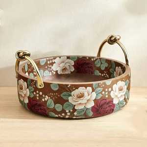 Decorative Floral Metal Bowl Printed Design Serving Bowl Metal Bowl Metal Serving Bowl Floral Metal Bowl for Home & Kitchen - Product Image 6