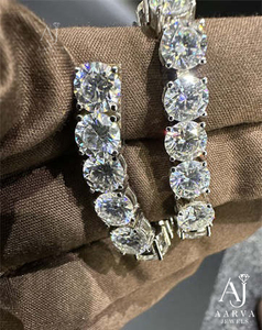 925 Sterling Silver Gold Plated Moissanite Tennis Bracelet Round Brilliant Claw <b>Set</b> Chain Link <b>Bangle</b> Unisex for Gift & Party - Product Image 3