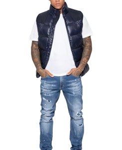 Chaleco Acolchado Azul Marino para Hombre, Cuello Alto, Cierre de Cremallera, Cortavientos, Chaqueta Casual de Invierno, Color Sólido, Relleno de Poliéster, MOQ Bajo - Product Image 2