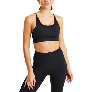 Ensemble de yoga sans couture pour femmes, noir, legging taille haute, crop top dos nageur, tenue de sport 2 pièces longue, vêtements de fitness Pakistan - Product Image 4