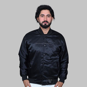 Venta al por mayor OEM moda satén bordado béisbol hombres Letterman chaqueta - Product Image 1