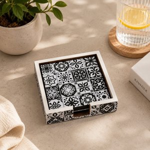 Ensemble de sous-verres en nacre de Lyon avec incrustations en os, design moderne et multifonctionnel, modèle Star Crafts India SCI-CS-1002 - Product Image 3