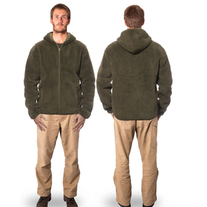 Sudadera con Capucha para Hombre, Color Verde Oliva, Cierre de Cremallera, Forro Polar, Ropa Casual de Invierno, Color Sólido, Manga Larga, 100% Algodón, Teñido Liso, Transpirable - Product Image 3