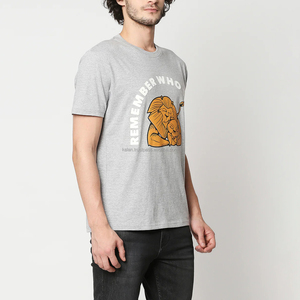 Camiseta de Manga Corta Gris para Hombre con Estampado de León, Cuello Redondo, Corte Regular, Algodón Jersey, Estilo Casual - Product Image 3