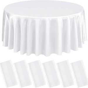 Mantel Redondo de 120 Pulgadas, Blanco, de Poliéster, para Decoración de Bodas, Banquetes y Fiestas - Product Image 5