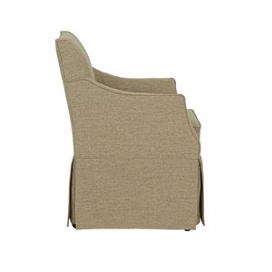Chaise de salle à manger à jupe rembourrée beige London avec roulettes cachées - Product Image 3