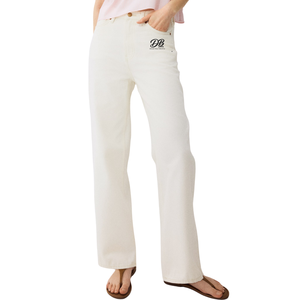 Jeans droits taille haute pour femmes, pantalon en denim tendance, décontracté, pour tous les jours, tissu durable, logo personnalisé, vente en gros - Product Image 1
