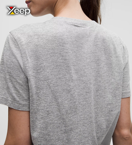 Camiseta Deportiva Ligera Informal para Mujer XEEP, Personalizable, Corte Holgado, Manga Corta, Transpirable, Cuello en V, con Letras, Poliéster/Algodón - Product Image 4