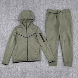 Luxury Men's Tech Fleece Tracksuit <b>Zip</b> Hoodie Jogger Set Performance Sportswear OEM Private Label Streetwear Wholesale Apparel - Product Image 3
