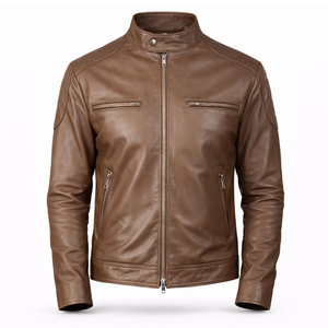 Chaqueta de Cuero Genuino Premium para Hombre, Estilo Motero Vintage, Abrigo de Cuero de Grano Completo, Venta al por Mayor, Personalizable con Letras - Product Image 1
