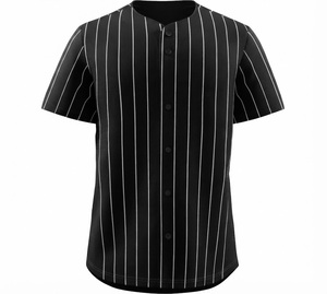 Camiseta de Béisbol a Rayas Verdes Unisex de Manga Corta con Cuello en V y Botones al Frente, Corte Regular, Transpirable, de Secado Rápido, de Poliéster, para Todas las Temporadas - Product Image 5