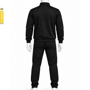 Ensemble de survêtement décontracté pour homme SAMAVIA, noir, col montant zippé, couleur unie, polyester, coupe régulière, automne - Product Image 2