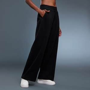 Women's Fleece <b>Lined</b> Warm Windproof Breathable High Waist Sweatpants Loose Straight Leg Jogger <b>Pants</b> Drawstring Winter Trousers - Product Image 3