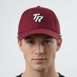 Gorra de Béisbol Color Granate de 6 Paneles con Logotipo TR Bordado, Ajustada, Unisex, Informal - Product Image 1