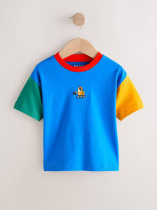 Camisetas de algodón para niños con logotipo bordado personalizado, camisetas juveniles con bloques de color para niños, camisetas de moda para bebés, camisetas unisex para hombres - Product Image 3