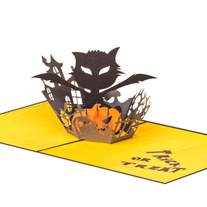 Custom Luxury 3D Pop Card <b>Black</b> <b>Cat</b> Halloween Design Theme 6-Color Printed Wholesale Handmade Greeting Card Paper Gift ODM/OEM - Product Image 3