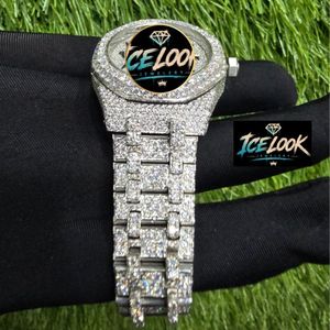 Reloj Mecánico Ice Cubic de 36 mm con Esfera Plateada, Correa de Eslabones y Cristales para Hombre, Joyería para Fiestas - Product Image 3