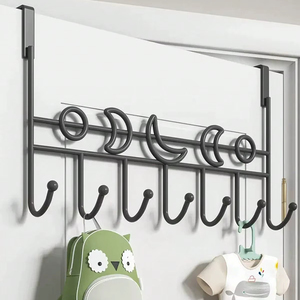 <b>Compact</b> Iron Door Hanger Space Saving Wall Hooks For Bedroom Bathroom Kitchen Organizer Solution - Product Image 1