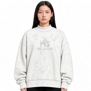 Sudadera Oversize de Felpa/Algodón con Efecto Ácido, Personalizable, de Última Tendencia, Color Blanco, Cuello Alto Premium, Hombros Caídos - Product Image 1