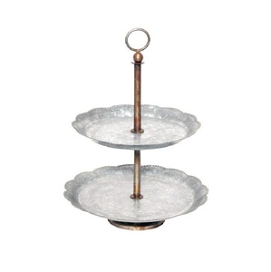 Support à gâteau en métal galvanisé à deux niveaux avec poignée, plateau de service réutilisable pour desserts et pâtisseries, supports de service pour desserts - Product Image 5