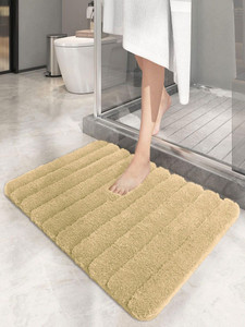 Alfombra de Baño Ultra Suave con Diseño Acanalado – Alfombra de Microfibra Gruesa, Absorbente y Antideslizante, Alfombra de Ducha de Secado Rápido, Color Beige - Product Image 1