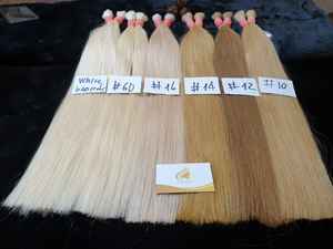 Recommandé 100% Extensions de cheveux humains blonds vietnamiens bruts cuticule alignée Super Double extrémités dessinées 20-80cm longueur Style de vague - Product Image 4