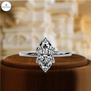 แหวนเพชรทรงมาร์คีส์ 1 กะรัต เพาะเลี้ยงในห้องปฏิบัติการ, แหวนทองคำขาว 14K สำหรับวันครบรอบ, แหวนแต่งงานรับรองโดย IGI, แหวนเพชรเม็ดเดี่ยวสำหรับเจ้าสาว - Product Image 1