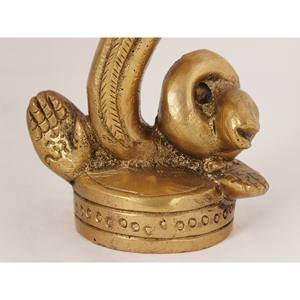 รูปปั้นพระพิฆเนศทองเหลืองสลักรูปตรีศูลทำด้วยมือขนาด5นิ้วผลิตในอินเดีย - Product Image 4