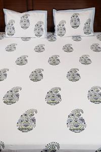 Cotton Bedsheet Hand Block Printed with Pillow <b>Covers</b> Indian Print Bedspread Fitted Sheets for Living Room - Product Image 4