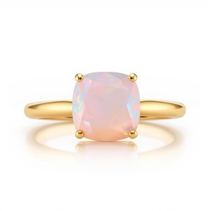 Bague de mode en or massif 10K avec opale facettée pour femme, bijoux fins, fabricant OEM personnalisé - Product Image 6