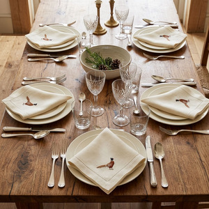 Servilletas de Cena de Algodón con Bordado Cuadrado Clásico Personalizado de Faisán, Reutilizables, Duraderas, Lavables a Máquina, con Dobladillo, para el Hogar - Product Image 4