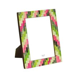 Luxury Chevron Bone Inlay Photo <b>Frame</b> Handmade Grey and <b>White</b> Geometric Bone Mosaic Picture <b>Frame</b> Decorative Tabletop Display - Product Image 6