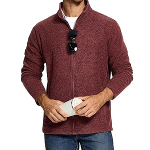 Men's Beige Fleece <b>Zip</b>-<b>Up</b> <b>Jacket</b> Regular Fit Stand Collar Casual Winter Wear Breathable Knitted Material Eco-Friendly Patchwork - Product Image 6