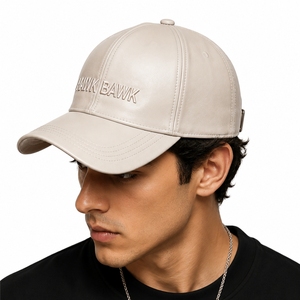 Unisex Leather Baseball <b>Cap</b> Premium Leather Embroidered Letter Front Street Style Casual Custom Made Export Quality Leather <b>Cap</b> - Product Image 3