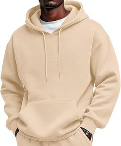 Sudadera con Capucha Beige para Hombre, Corte Regular, Color Sólido, Tejida, con Bolsillos, Estilo Casual, para Otoño - Product Image 6