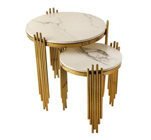 Modern <b>Marble</b> <b>Top</b> Console <b>Table</b> with Brass Legs Contemporary Living Room Accent Furniture - Product Image 3