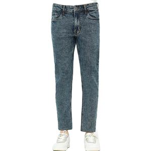 กางเกงยีนส์ทรงตรงผู้ชายขายส่ง ผ้าเดนิมยืดหยุ่น ระบายอากาศได้ดี กางเกงยีนส์ทรงตรงเอวกลาง ขากว้าง สไตล์วินเทจ - Product Image 1