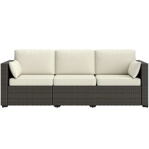 Divano da Esterno in Vimini Bianco Crema per Giardino, Terrazza e Cortile, Seduta Doppia - Product Image 5