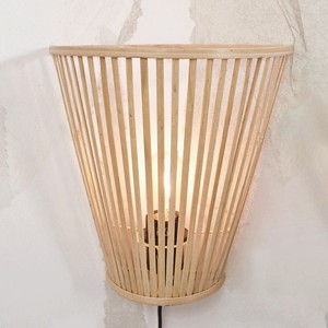 Lámpara de pared artesanal de bambú estilo boho, luz ambiental para decorar paredes exteriores - Product Image 2